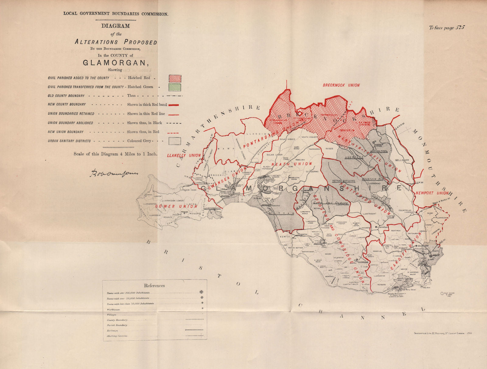 Alterations Proposed in Glamorganshire. JONES. BOUNDARY COMMISSION 1888 map